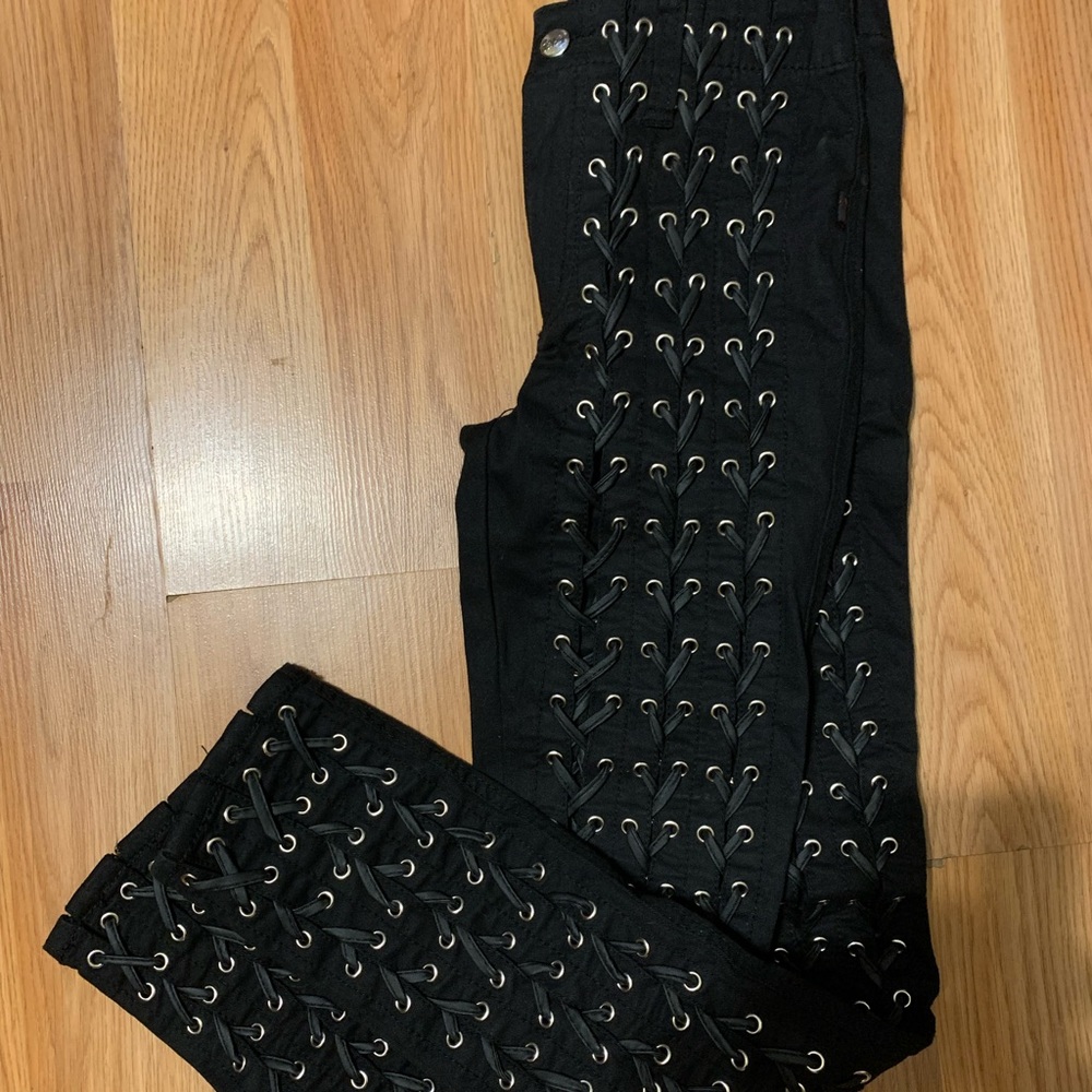 Tripp nyc Black Lace-Up Straight Leg Jeans